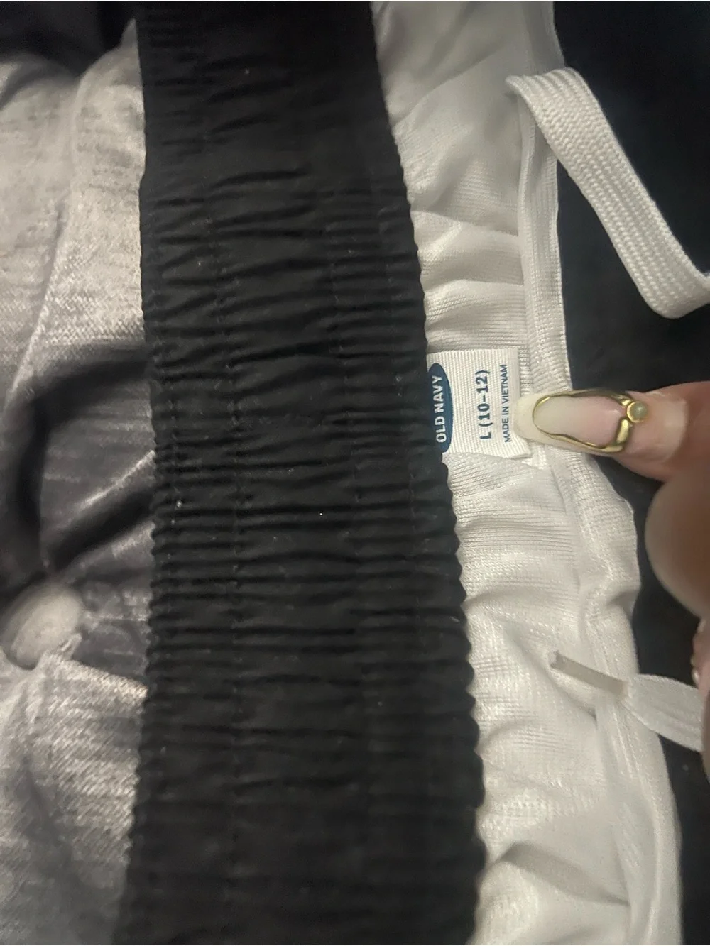 Old Navy White Jogger Pants with Pink & Blue Graphic Panels